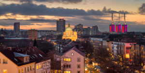 Panoramic view of Hannover, Germany during sunset Panoramic view of Hannover, Germany during sunset